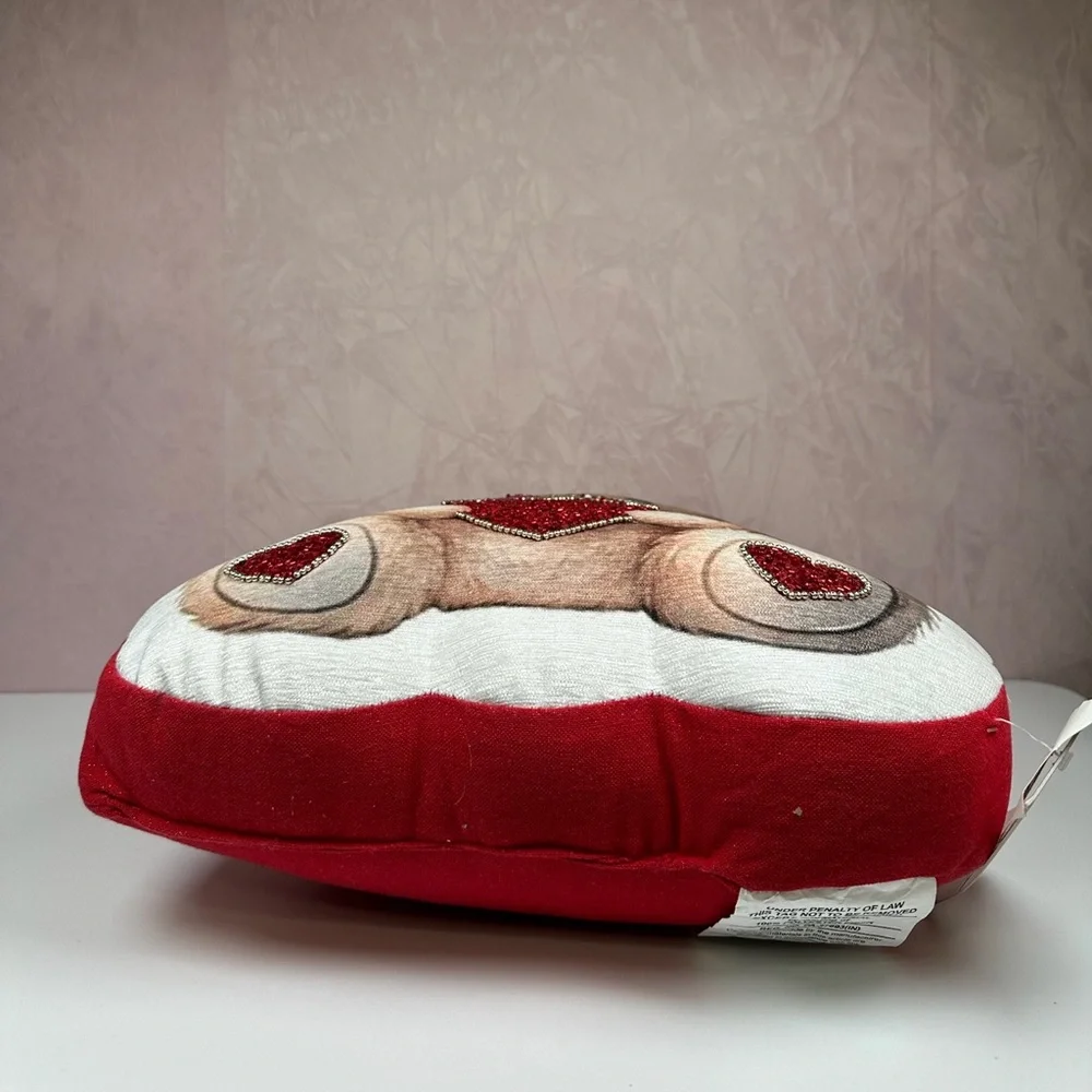 Bella Lux Heartfelt Valentines Teddy Bear Pillow - Red and White